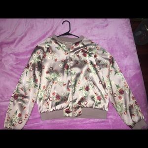 lavender zip-up bomber jacket